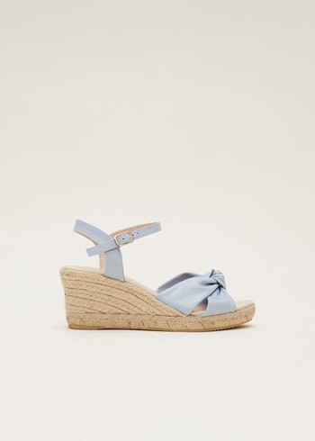 Phase Eight Leather Knot Front Espadrilles Heels Blue USA | 1378506-KL